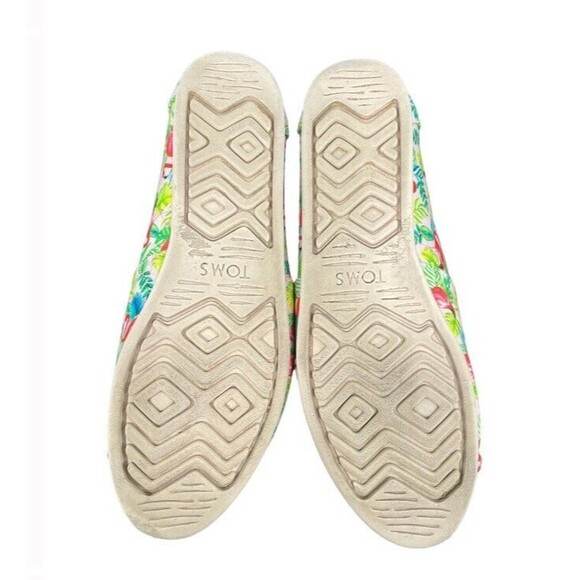 Toms Alpargata Shoes 9.5 Pink Pearl Paper Source Flamingos Slip On Athleisure - Picture 7 of 8